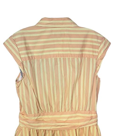 Derek Lam 10 Crosby 100% Cotton Yellow Orange Striped Shirt Dress Sz FR 48 US 12 - Picture 8 of 10